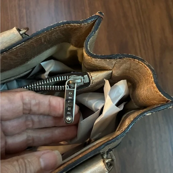 Celine Metallic Gold Leather Tote - Picture 7 of 15